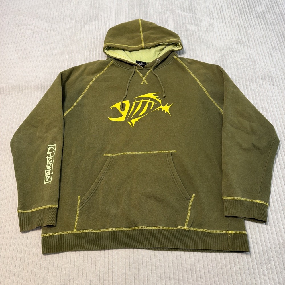 G.Loomis Green Mens XL Pullover Hoodie Missing Drawstring Read